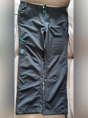 Black Women's Softshell Outdoor Pants with Teal Trim